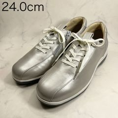 【新品 訳あり】【3E】アトリエ　軽量デザインスニーカー　24.0㎝　シルバー