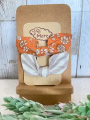 バニーリボン　ベビークリップ　花柄×ストライプ