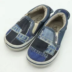 バンズ スニーカー スリッポン デニム パッチワークデザイン シューズ 子供靴 キッズ 男の子用 15cmサイズ ネイビー VANS 【中古】