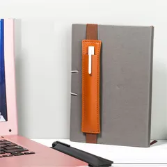 ノート・タブレット対応 ペンホルダー付きバンド 合皮製 弾性ゴムベルト 電子ペン対応 ペンクリップ収納用ni10000a437