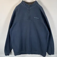 古着 コロンビア Columbia スウェット ハーフジップ ワンポイントロゴ 大きいサイズ プルオーバー 2XT  ネイビー メンズ