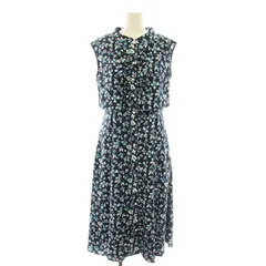 ルネ Rene 23年製 ワンピース ロング ノースリーブ 花柄 フリル 34 紺 ネイビー 6336120 /YT