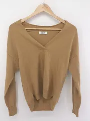 ◇ HUMAN WOMAN ヒューマンウーマン Vネック ウール 長袖 ニット セーター サイズM ブラウン系 レディース P  【中古】 【1211080006595】