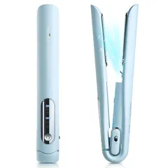 【美容師お勧め】Keynice コードレスヘアアイロン マイナスイオン搭載 静電気抑制 4800mAh ミニ ストレート カール メンズ 2way 充電式 持ち運び 3段階温度調節 コンパクト ワイヤレス ポーチ付きKN-2635