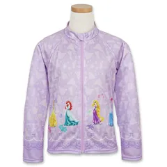 【ディズニープリンセス 12529021】 ラッシュガード 女の子 キッズ 子供 ディズニー プリンセス アナ雪 110 120 130cm 長袖 フードなし 前開き ファスナー 水着 幼稚園 保育園 小学生 子ども こども かわいい おしゃれ