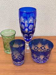 切子　グラス　バラ4点セット
