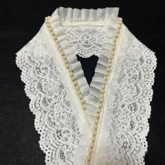 重ね襟　伊達襟　パール　レース　フリル　ホワイトフリル重ね襟　成人式　結婚式　卒業式　振袖　袴　重ね襟