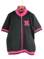 フィラ FILA ジャージ トラック ジャケット ゴルフウェア ジップアップ 半袖 ロゴ プリント サイズM 黒 ピンク QQQ