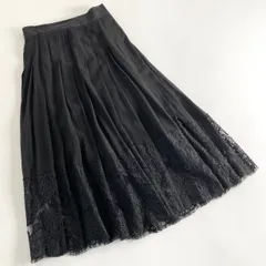 22a29 DOLCE&GABBANA ドルチェアンドガッバーナ イタリア製 F4BFTT/FU1AR プリーツ レーススカート ミモレ丈 38 ブラック シルク MADE IN ITALYのサムネイル