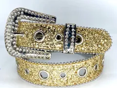 【セール価格】105cm/幅4cm　ギラギラ　ブリンブリン　ウエスタンベルト　ゴールド2　LEX　メンズベルト　レディースベルト　y2k ギラギラベルト　アメカジ　古着　ヴィンテージ　カジュアル　グランジ　プレゼント