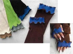 バイカラー　メロウ　アームカバー　ショートアームカバー　アームウォーマー　ショートアームウォーマー　レディース　手袋　秋冬ファッション　韓国ファッション