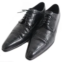 【ドンドン見直し】美品●DOLCE&amp;GABBANA ドルチェ＆ガッバーナ オールパイソンレザーシューズ ブラック 6 イタリア製 メンズおすすめ◎のサムネイル