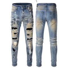 美品 glamb グランジ系 エースタイトデニム レザーパッチワーク 