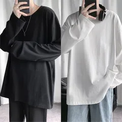 メンズ 長袖 オーバーサイズ Tシャツ 無地  シャツ ロンT  綿