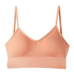 Karly Shop ブラトップ 見せブラ カップ付き ハーフトップ リブあみ 背中見せ バッククロス バックオープン パッド 取り外し おしゃれ  ha18