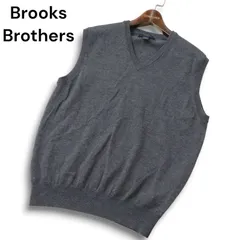Brooks Brothers ブルックスブラザーズ 秋冬 イタリアン メリノ ウール100%★ Vネック ニット ベスト Sz.L メンズ 灰 グレー