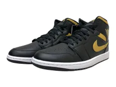 NIKE (ナイキ) AIR JORDAN 1 MID エアジョーダン 1 ミッド ハイカットスニーカー DQ8426-071 28.5cm US10.5 ブラック×ゴールド メンズ/036