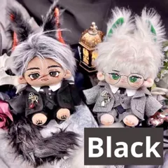 【新品 未使用】黒色 スーツ 7点セット20cmぬい服  着せ替え ジャケット　ズボン　ぬいぐるみ用　着せ替え　衣装　ぬい活 　推し活 　推しぬい　綿人形 　ちびぬい　ちびぐるみ 　無属性　棉花娃娃 コットンドール　人気　K-POP