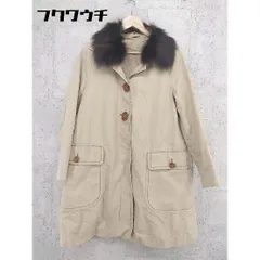 ■ ◎ Adam et Rope’ アダム エ ロペ ライナー付 フォックスファー 長袖 コート サイズ38 ベージュ レディース  【中古】 【1002801487362】