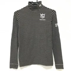 【美品】パーリーゲイツ 長袖ハイネックシャツ グレー×黒 ボーダー レディース 1(M) ゴルフウェア PEARLY GATES