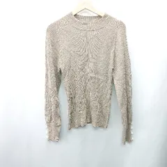 ◇ ⊇ OPAQUE.CLIP　オペークドットクリップ ウール素材　袖ビーズ装飾 長袖 セーター サイズM ブラウン系 レディース E  【1409100029345】