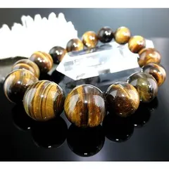 極太タイガーアイブレスレット ※内径サイズ：約１４～１８ｃｍ選択可能 【１８ｍｍ珠、１６ｍｍ珠、１４ｍｍ珠、１２ｍｍ珠使用】虎目石 虎眼石 Taiger's Eye パワーストーン 天然石 大珠 大玉 金運 ギャンブル運 商売運 仕事運 勝負運 ブレスレット