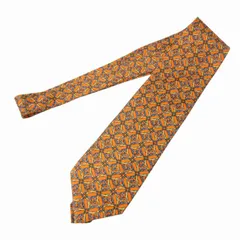 ブルックスブラザーズ BROOKS BROTHERS MAKERS 美品 総柄 ネクタイ USA製 オレンジ ●ECO