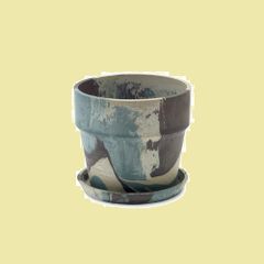 【特価商品】POSH LIVING(ポッシュリビング) アーバン プランツポット グリーンカモ サイズ：約φ13.5 H12.5 81077