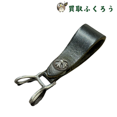クロムハーツ　Chrome Hearts　Wベルトループ クロスボタン ブラックレザー　クロスボール　ウォレットチェーン　キーチェーン