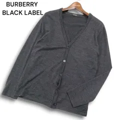 BURBERRY BLACK LABEL バーバリー ブラックレーベル ホース刺繍★ ウール100% ニット カーディガン Sz.2 メンズ 灰 日本製