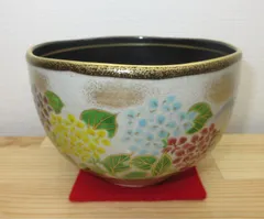 送料込【逢絢亭・新品】茶道具 茶碗 京焼 掛分 紫陽花の図  伊坂清香 共箱入り 逢絢亭・新品】茶道具 茶碗 京焼 紫陽花の図 伊坂清香 紙箱入り