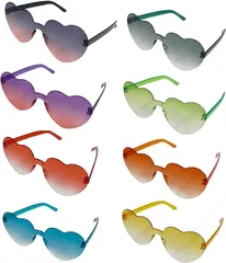 ルナリ ハート型 サングラス 8個セット 眼鏡 パーティグッズ コスプレ( グラデーション)