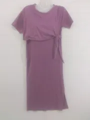 ◇ AZUL BY MOUSSY アズールバイマウジー レイヤード風 半袖 ロング ワンピース サイズM ピンク系 レディース E  【1302180008593】