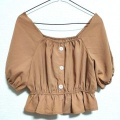 GRL 可愛い 半袖シャツ ブラウス ブラウン 細見え Mサイズ綺麗系 オシャレ