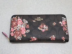 COACH コーチ シグネチャー 花柄 ラウンドファスナー長財布