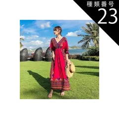 種類23：画像2/M ワンピース フレアワンピース ロング ロング丈 マキシ マキシ丈 袖あり 長袖 フレアスリーブ 襟なし Aライン 大人可愛い きれいめ シンプル カジュアル 大人 上品 おしゃれ レトロ アジアン エスニック エキゾチック 大人女子 こな