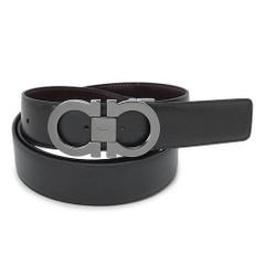 フェラガモ ベルト メンズ リバーシブル ガンチーニ レザー ブラック×ブラウン Salvatore Ferragamo 679535 644557 (ec)