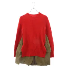 Sacai (サカイ) 21AW ウールドッキングプルオーバーニット長袖セーター レディース レッド/カーキ 21-05782のサムネイル