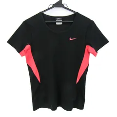 ナイキ 半袖Ｔシャツ ドライフィット トレーニング スポーツウエア トップス レディース Mサイズ ブラック×ピンク NIKE 【中古】