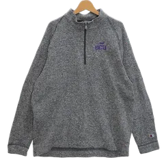 Champion/チャンピオン GCU カレッジ ハーフジップ プルオーバー 霜降りグレー ライトアウター 長袖 ロンT ワンポイント刺繡 オーバーサイズ ビッグシルエット インドネシア製 メンズ L 霜降りグレー