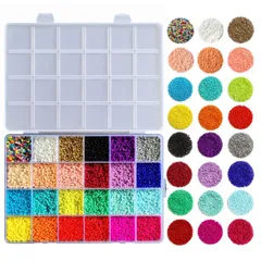 【 シードビーズ アソート 9g × 24種類 2.3mm 】 ケース付き 丸小ビーズ ビーズミックス　ビーズセット 丸小 ラウンド ガラスビーズ ビーズクロッシェ 手芸 ハンドメイド ビーズ アクセ