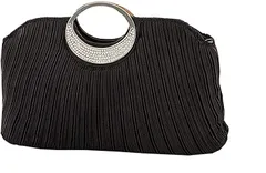 Madrugada(マドルガーダ) 母の日 パーティーバッグ クラッチバッグ レディース 大きめ がま口 結婚式 披露宴 サブバッグ 2WAY フォーマルバッグ S719( ブラック)