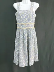 ◇ Lily Brown 総花柄 裏地あり ボリューム感 かわいい ロング丈 ワンピース サイズF ブルー レディース E 【1310300020479】