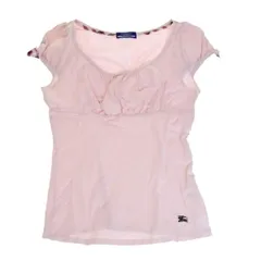 【中古】 美品 バーバリーブルーレーベル BURBERRY BLUE LABEL 半袖Tシャツ ノバチェック ピンク レディース 38 06H1145