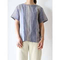 リネンストライプトップス 古着　ビンテージ　アメリカ 60's 70's 80's 90's レディース古着 vintage usa ヴィンテージ　ユーロ