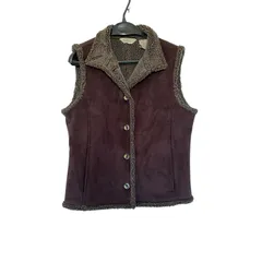 Z1525 L.L.Bean エルエルビーン ウールベスト 裏ボア レディースS ブラウン スエード アウター 秋冬