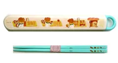 646904 引フタ箸箱セット （ お箸 ) パンどろぼう （ クリーム系 ) （ 絵本 ぱんどろぼう 柴田 ケイコ キャラクターグッズ おはし お箸セット ランチグッズ 食器 お弁当 カトラリー 給食 キャラクター 引フタ箸箱セット )