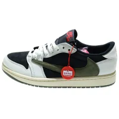 NIKE (ナイキ) ×TRAVIS SCOTT WMNS AIR JORDAN 1 LOW OG Medium Olive トラヴィススコット ウィメンズ エアジョーダン1 ローカットスニーカー US10/27cm DZ4137-106