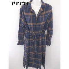 ◇ ◎ RNA アールエヌエー チェック スリット 長袖 ロング ワンピース サイズM ネイビー ブラウン レディース  【中古】 【1111290007569】のサムネイル