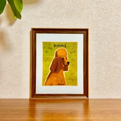 新品☆額縁付アートポスター☆犬の絵☆Poodle (brown)☆プードル☆インテリア☆動物病院／店舗様必見◆壁掛け☆1